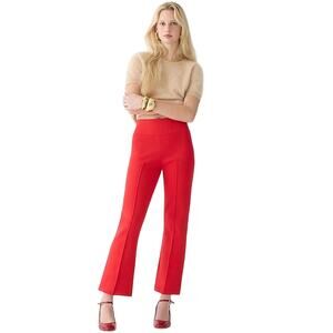 J.Crew Red Pintuck Cropped Knit Pants Small | Pull-On Trousers NWT